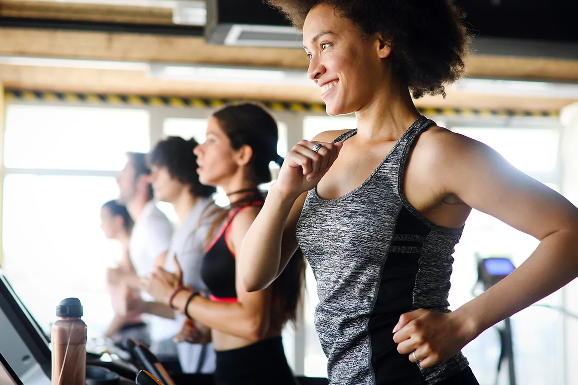 Women running on treadmill 