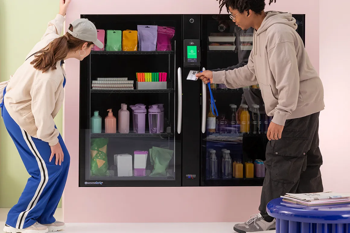 Students at vending machine