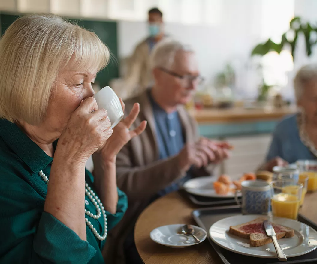 Senior having breakfast