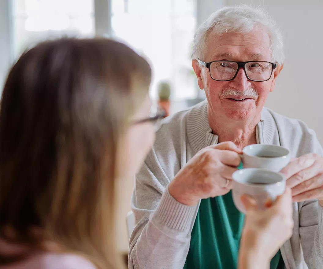 Seniors having coffee