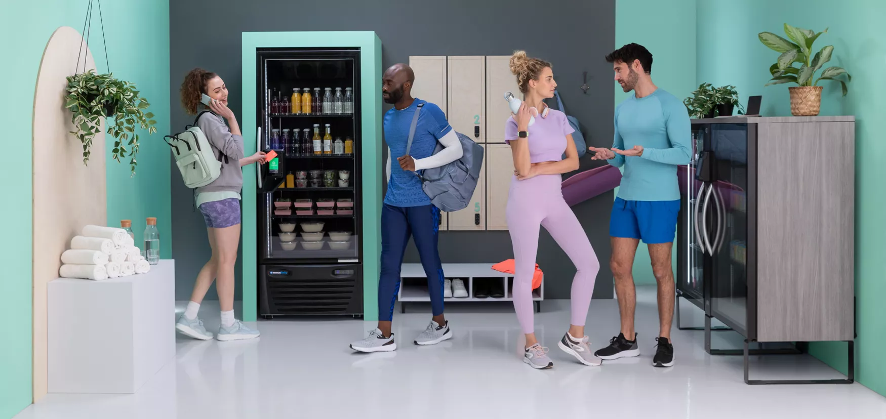 Gym with people chatting
