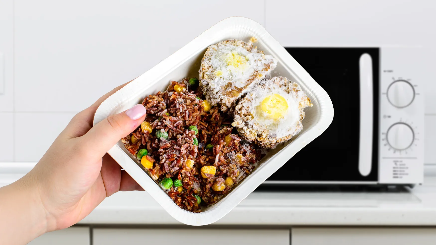 Frozen meal in an office break room 