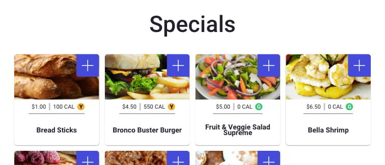 MM6 Dining Self Checkout Dining Kiosks feature specials